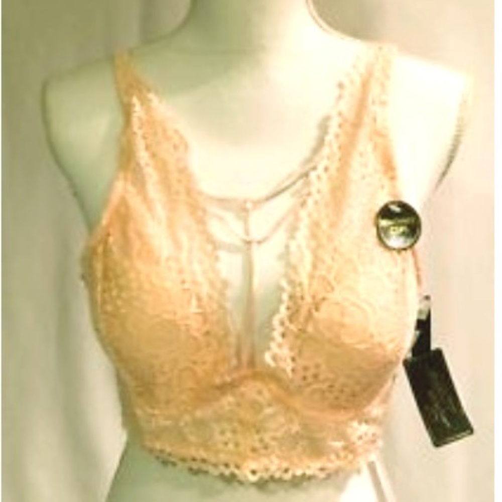 Luxe Lingerie Bralette top lace side wire Pinkish